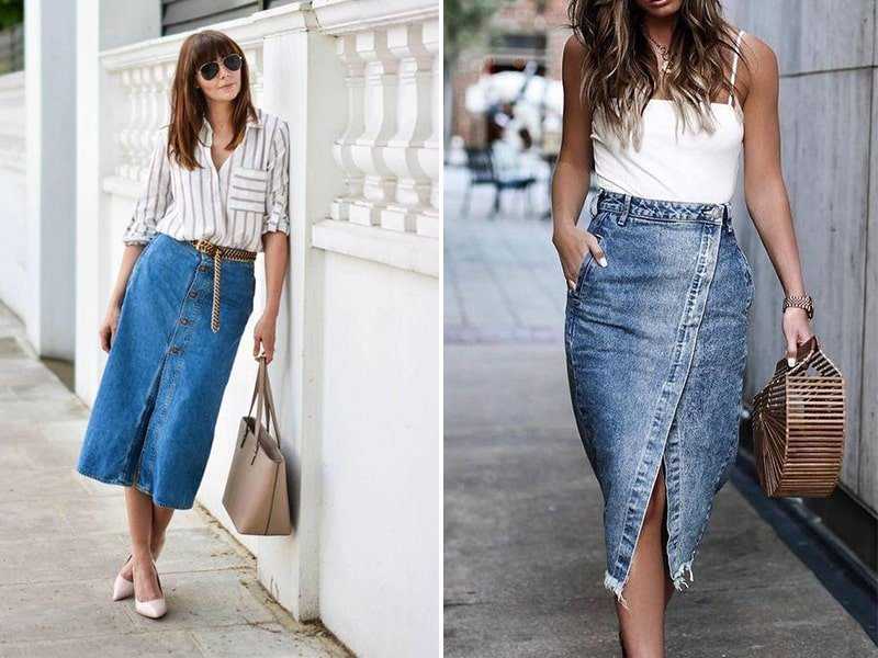 Как носить джинсовую юбку летом