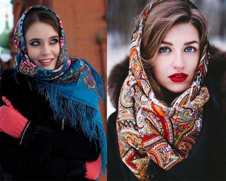 Как красиво завязывать платок на голову зимой под шубу