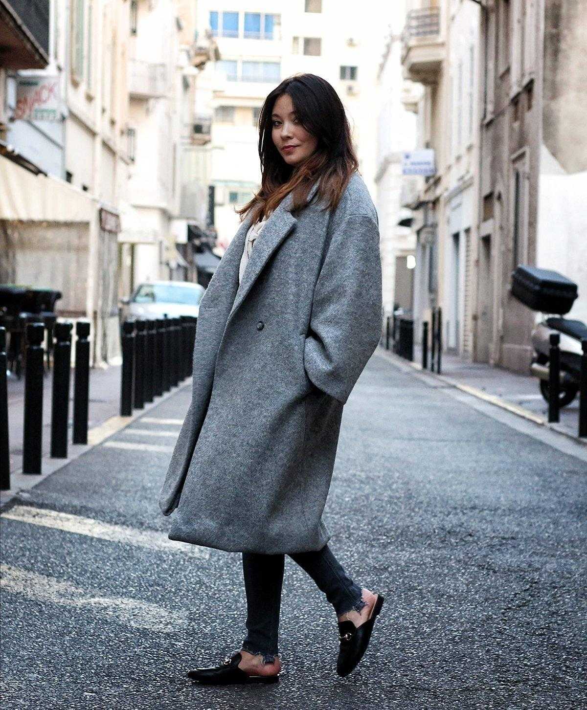 Серое пальто Oversize Zara