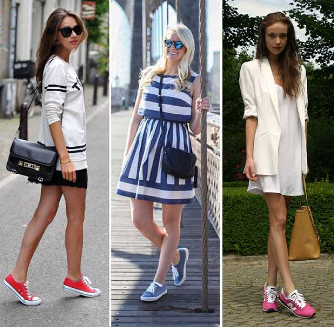 Как носить кроссовки с платьем – 3 универсальных способа